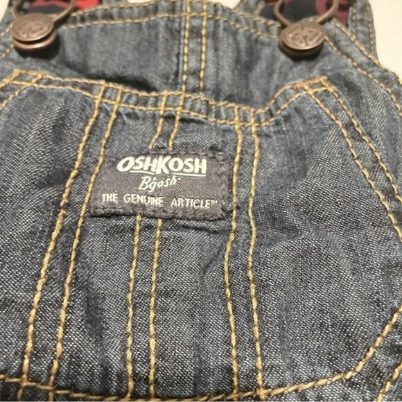 Denim Oshkosh Overalls for Baby Red Fleece Lined Size 18 Months - Picture 3 of 6